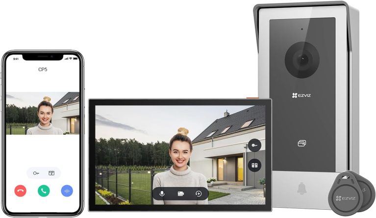 EZVIZ Visiophone Connecté WiFi, Interphone Filaire CP5 - Moniteur Tactile Couleur 7 pouces, Installation 2 Fils, Déverrouillage à Distance, Audio Bidirectionnel, Vision Nocturne
