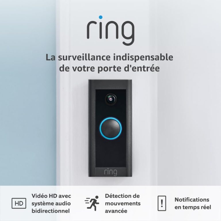 Ring Sonnette vidéo filaire (Video Doorbell Wired), caméra HD 1080p, détection de mouvements, écosystème Alexa