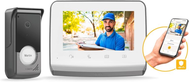 Somfy 1871229 - Visiophone V350 Connect, Interphone connecté, Écran 7 pouces, Vision nocturne, Gestion des visites à distance via l'app Protect, Contrôle jusqu'à 5 équipements motorisés RTS